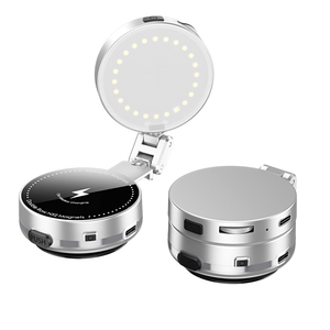 Electric Magnetic Foldable Phone Stand | 360° <b>Rotation</b> Retractable + LED Fill Light | Electric Suction Cup Strong Grip| Portable - Product Image 1