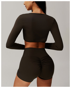 Haut de course à manches longues pour femmes boléro Logo personnalisé gros Yoga haussement d'épaules coupe amincissante et respirant conception seulement haussement d'épaules - Product Image 2