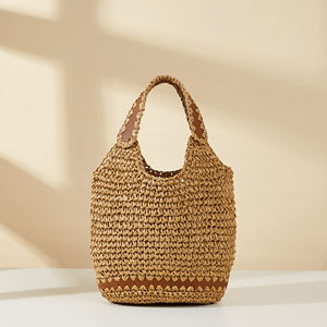 Sac fourre-tout en paille tressée style espagnol 2026 avec chaînes et broderies, grand sac à main de plage pour femmes - Product Image 2