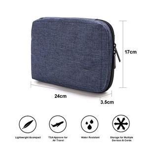 BSCI Factory Small Travel Electronics charging <b>Cable</b> Organizer <b>Bag</b> storage for Hard Drives <b>Cable</b> Charger Blue - Product Image 3