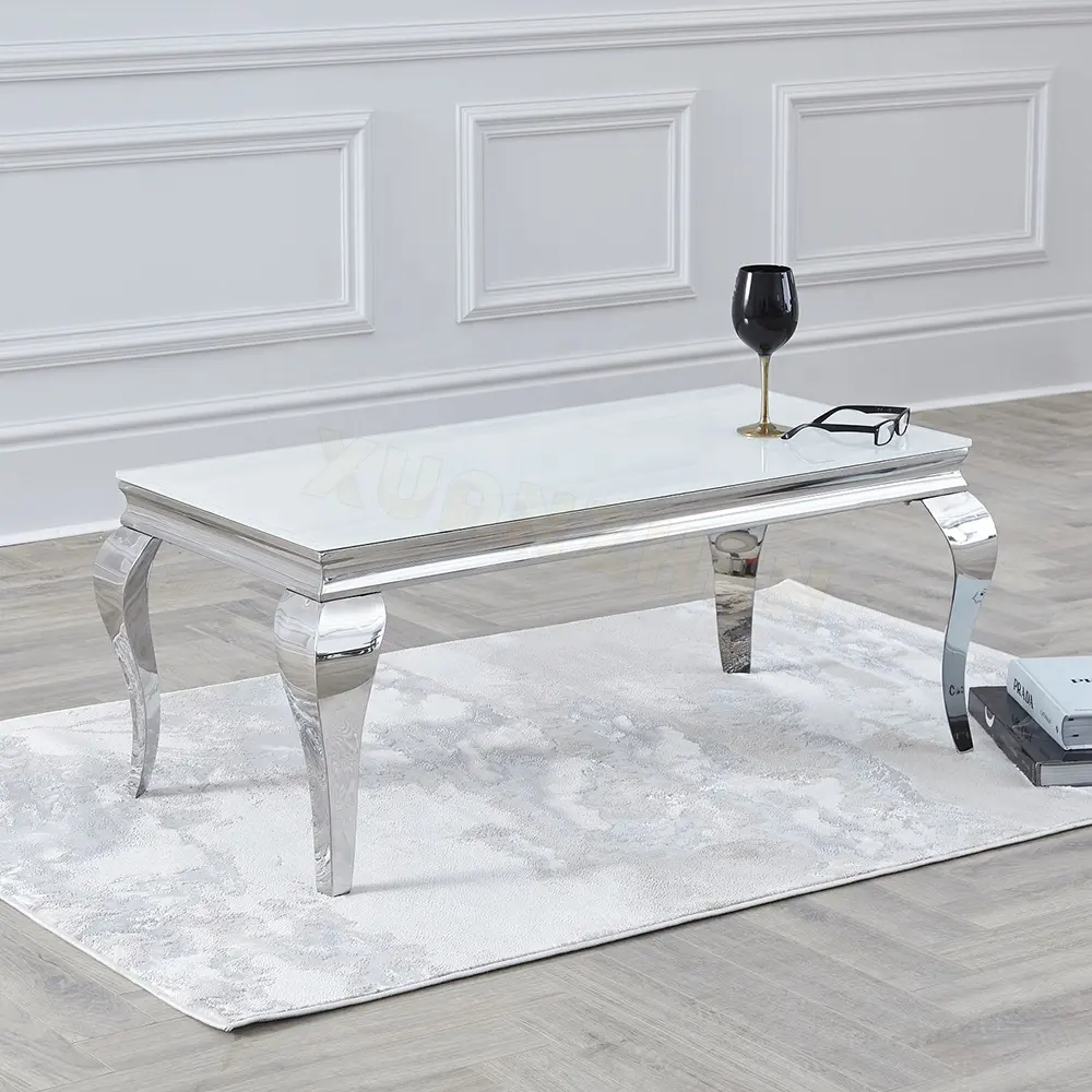 Living room furniture metal luxury square white small stone modern marble coffee table center table coffee tables