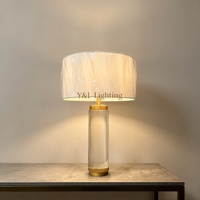 Lampe de table moderne en cristal K9, flexible, simple, écologique, avec abat-jour en tissu, lampe de bureau LED