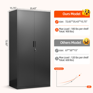 <span class=keywords><strong>Armario</strong></span> archivador ajustable de acero negro moderno para oficina, hogar, escuela, gimnasio y sótano de almacenamiento - Product Image 2