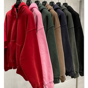 Felpa con Zip Oversize Stile Vintage Lavato, Manica Lunga, Spessa 400G, Produzione Personalizzata - Product Image 2