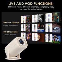 Projecteur intelligent V2, 180 lumens ANSI, Wifi 6, lecteur vidéo, plus de 500 chaînes, diffusion multimédia, mini projecteur portable de poche pour la maison