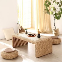 Table basse japonaise en rotin tissé, style Zen, bureau au sol Tatami, petite table à café minimaliste, meubles multifonctionnels pour la maison