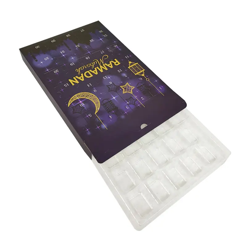 Custom Eid Ramadan Kareem Calendar Blind Fidget Advent Sensory Toy Paper Gift Box Packaging Candy Chocolate Cosmetics SWEET