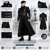 BAIGE Mittelalterliches Anime-Cosplay-Kostüm Herrenkleidung Vintage Schwarzer Langer Gehrock Gothic Steampunk Punk Trenchcoat Edle Ritterkleidung