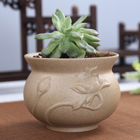 Pots à succulentes en céramique bisque peints à la main, style créatif, en gros, poterie rustique, vintage, ancien, respirant, en argile violette