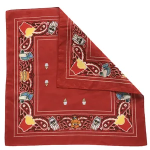 Pañuelo cuadrado de algodón con logotipo personalizado, Bandana de poliéster con diseño personalizado