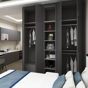 Thiết kế tủ quần áo hiện đại HDF, chất liệu ván dăm phủ melamine, bộ phòng ngủ <span class=keywords><strong>MDF</strong></span>, tủ quần áo hiện đại đặt làm theo yêu cầu cho nhà ở mới. - Product Image 6