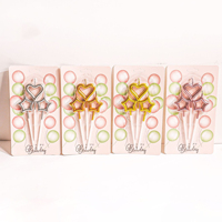Juego de Velas de Cumpleaños Metálicas en Forma de Corazón y Estrella en Oro, Plata y Oro Rosa, 3 Piezas, Decoración para Pastel con Estrella 3D
