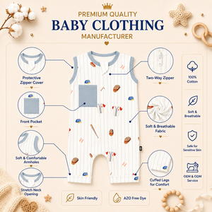 Combinaison bébé YKK à fermeture éclair bidirectionnelle avec poignets mitaines repliables en coton spandex doux – Prix abordable - Product Image 5