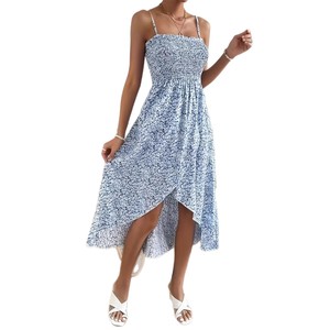 Robe longue sans manches et sans col Lonsure pour femme, coupe ajustée, taille haute, imprimé floral, style vintage, idéale pour l'été - Product Image 5
