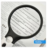 White Magnifying Glass Handheld Magnifier With 3 LED Light for Reading Magnifying Glass Jewelry Loupe