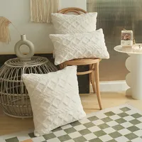 Oreiller de 18 pouces, couleur unie, housse de coussin motif géométrique, housse de coussin pour chambre, canapé, décoration en peluche pour lit