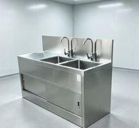 Évier chirurgical médical MT pour 2 personnes, en acier inoxydable 304, avec capteur et sortie d'eau à pédale pour hôpital