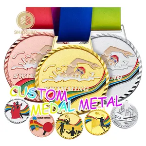 金属工芸金メダル水泳用カスタマイズ金、銀、ブロンズメダル亜鉛合金メダルメーカー