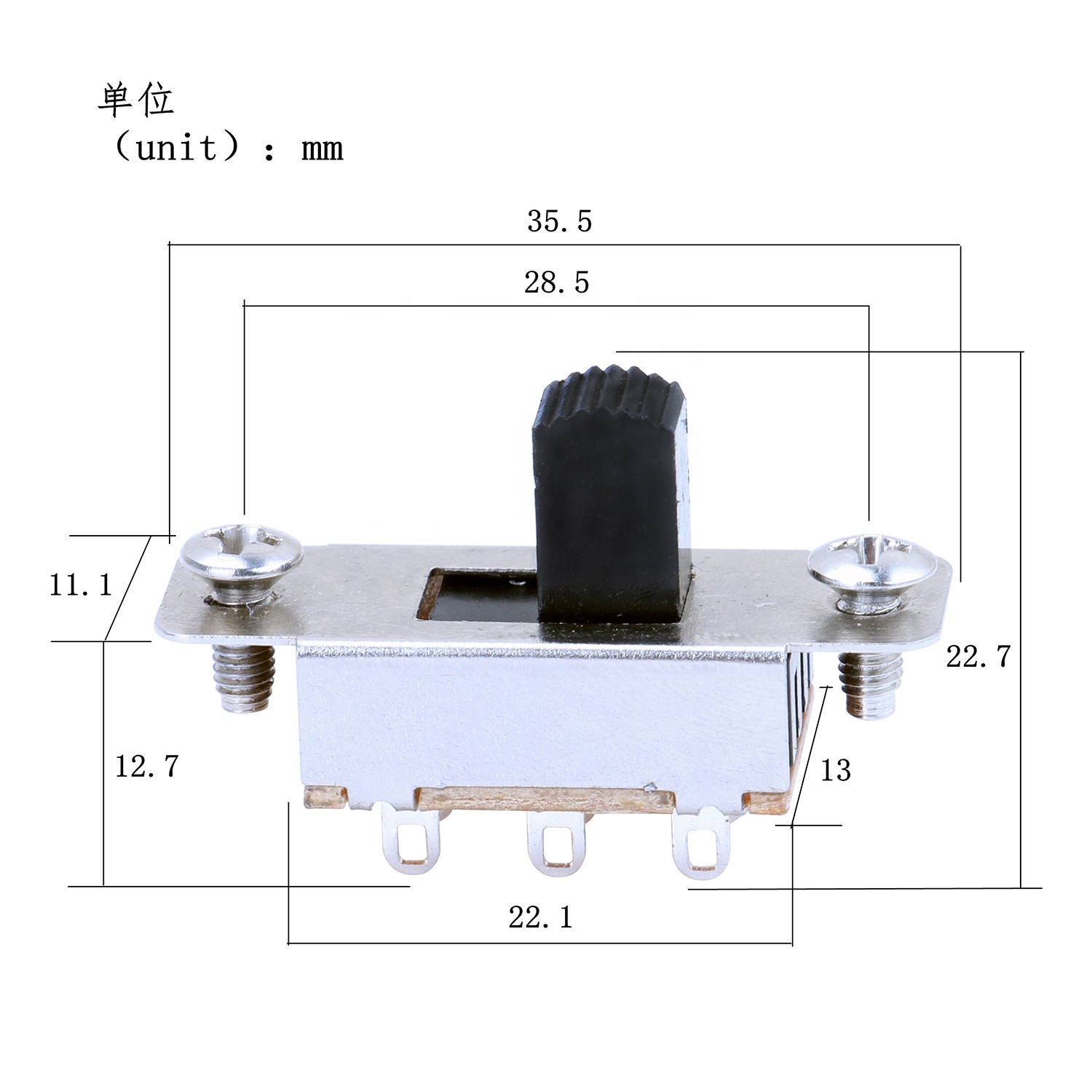 Недорогой слайд-переключатель панели 2P3T 6A/125V 3A/250V переменного тока миниатюрные переключатели слайд-переключатели