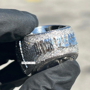 Мужское кольцо из муассанита в стиле хип-хоп с портретом, кольцо с бриллиантами, ювелирное изделие из эмалированной фольги, кольцо из стерлингового серебра с 925 муассанитом - Product Image 3