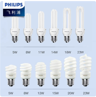 Bombilla LED en Espiral Philips en Forma de U, Casquillo E27 E14, Tricolor Regulable, Ultra Brillante, Ahorro de Energía, Tubo de Iluminación para Hogar y Escritorio