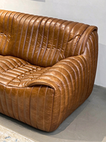 Ensemble de canapés Chesterfield de luxe, style antique, cuir véritable pleine fleur, canapé vintage