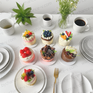 Modèle de mini-gâteau aux fraises artificiel réaliste, accessoire alimentaire pour scène et cinéma, réutilisable, en bois, pour vitrine de café, fête, Thanksgiving - Product Image 6