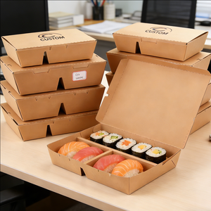 Caja de Sushi Plegable Personalizada para Llevar, Contenedor Desechable para Alimentos con Divisores, Ecológico, OEM, ODM - Product Image 2