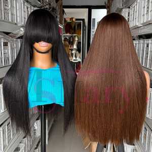 Perruque en <span class=keywords><strong>cheveux</strong></span> humains vierges vietnamiens bruts, double densité 300%, lisses, fabriquée à la main, avec <span class=keywords><strong>frange</strong></span>, par le fournisseur SDD - Product Image 6