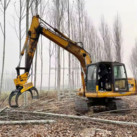 Abatteuse rotative à 360 degrés pelle multifonctionnelle scie à pince hydraulique pelle abattage d'arbres scie à pince intégrée