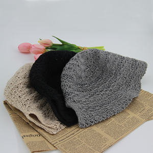 Wholesale Custom Knit Bucket <b>Hats</b> for <b>Women</b> Handmade Solid Color Fisherman Cap <b>Summer</b> Style With Custom - Product Image 5