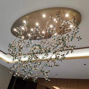 Lustre suspendu en cristal long, lumière suspendue en cristal K9, branche de fleurs, lumière de plafond pour hôtel, salon - Product Image 6