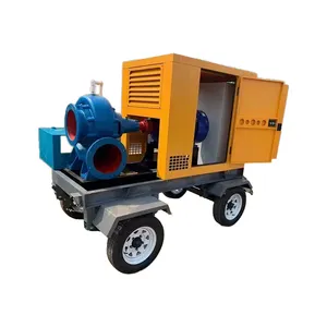 Pompa pertanian irigasi portabel, mesin Diesel aliran campuran sentrifugal, pompa drainase Diesel seluler 300HW-7