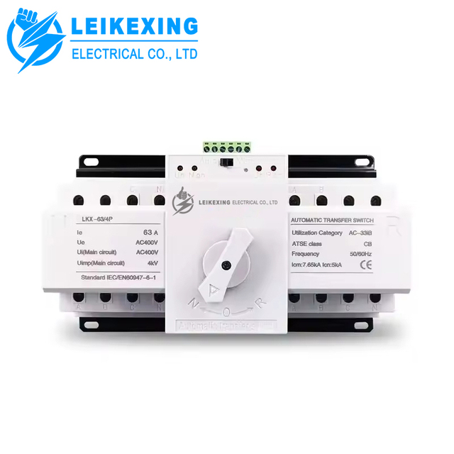 Leikexing ATS 4P 63A 100A Copper Automatic Transfer Switch for Home Generator Use CB Type Changeover Feature 2-Year Warranty