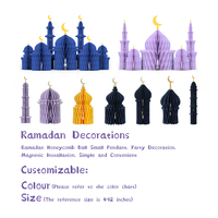 Ensemble de décorations pour l'Aïd Ramadan, ornements islamiques, lanternes en papier 3D biodégradables, magnétiques, légères, écologiques pour la maison