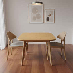 Mesa de Comedor Cuadrada de Bambú de 24x24 Pulgadas con Esquinas Redondeadas, Diseño Moderno y Minimalista, Muebles para el Hogar - Product Image 2