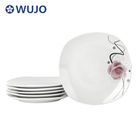 Assiettes carrées en porcelaine bon marché Vaisselle 8'' Vente en gros Assiette à dîner en céramique blanche
