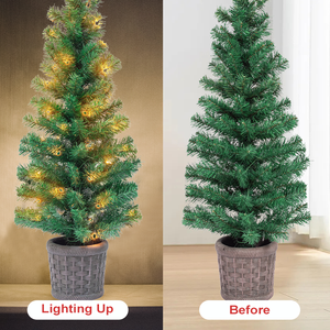 Sapins de Noël verts miniatures de haute qualité et abordables pour différentes occasions, avec base en bois - Product Image 5