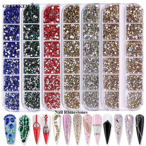 Destly 3600pcs 12网格3D美甲平背塑料SS4-SS12闪光Strass钻石水晶水钻12gr指甲水钻 - Product Image 1