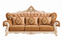 Ensemble de canapés baroque européen de luxe, canapé classique pour salon, bois sculpté, rembourré, meubles écologiques durables pour la maison