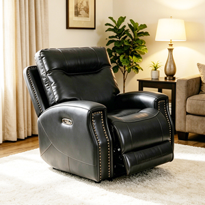 Set <span class=keywords><strong>di</strong></span> Divani Reclinabili <span class=keywords><strong>di</strong></span> Lusso in Vera Pelle, <span class=keywords><strong>Arredamento</strong></span> per Soggiorno con Tavolino Abbattibile e Altoparlante Bluetooth - Product Image 4