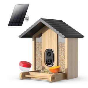 Mangeoire à oiseaux intelligente moderne en bois massif 5MP, vision nocturne extérieure, étanche, faible consommation d'énergie, sécurité sans fil, bol pour animaux de compagnie - Product Image 1