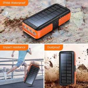 Batterie externe solaire 30000mAh avec générateur à manivelle, charge rapide 12W, 3 câbles intégrés, lampe torche LED, chargeur d'urgence portable - Product Image 2