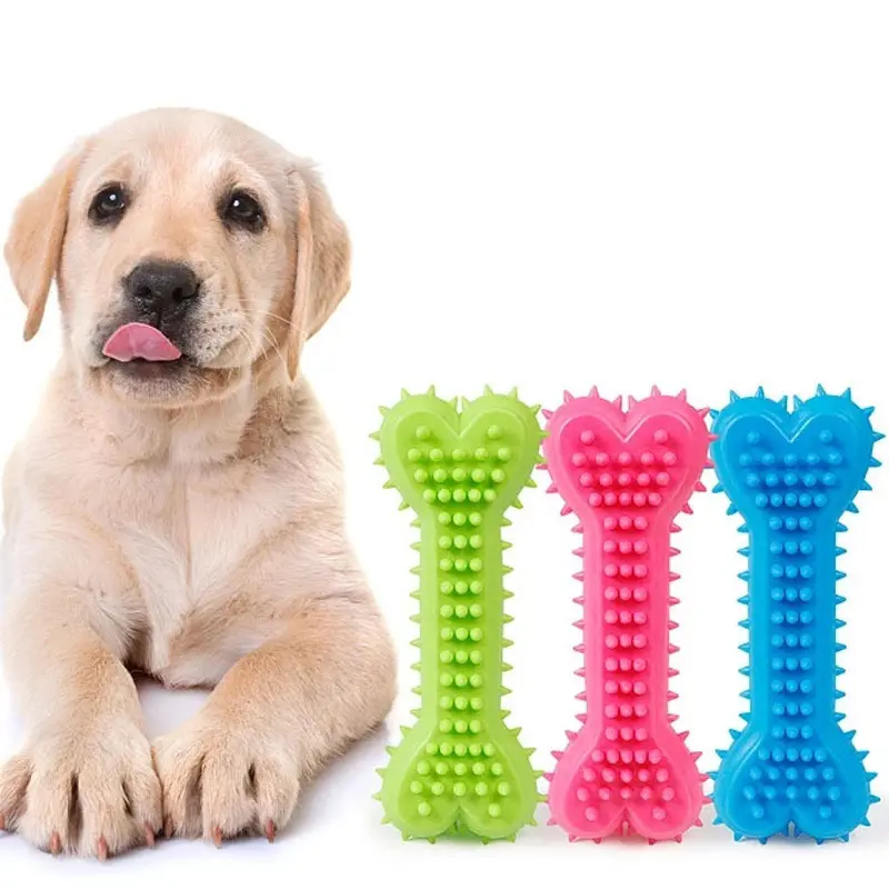 משלוח חינם כלב ללעוס עצם עמיד ביס נקי שיניים ללעוס גומי אקראי צבע לחיות מחמד כלב חתול כלבלב אימון צעצוע