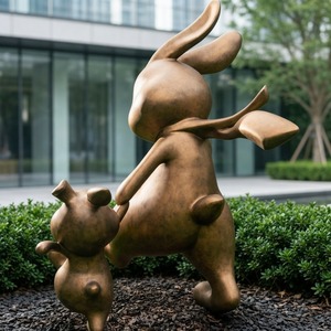 Statue de lapin en résine dorée, sculpture artistique, ornement animalier pour la décoration de la maison et du jardin - Product Image 1