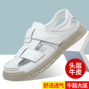 Men's Cross <b>Strap</b> Leather Sandals Black Breathable Casual Summer Footwear with Rubber Sole - Product Image 5