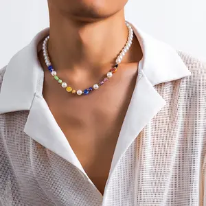 NUORO复古时尚魅力项链男女通用饰品精致手工珍珠彩色珠子串珠项链