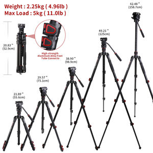 Trípode de aluminio profesional <span class=keywords><strong>Coman</strong></span> Video de 1,89 M resistente para cámara DSLR para estudio de M - Product Image 2