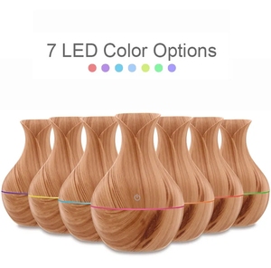 Taşınabilir ultrasonik Mist hava nemlendirici 7 renk LED gece lambası USB ahşap tahıl ev yatak odası difüzör üst elektrikli - Product Image 5