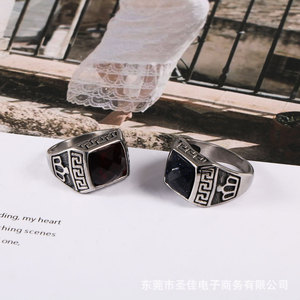Fashionable Korean Style Geometric <b>Men's</b> <b>Ring</b> With <b>Black</b> Stone Bezel Setting SA706 Gift Jewelry - Product Image 5